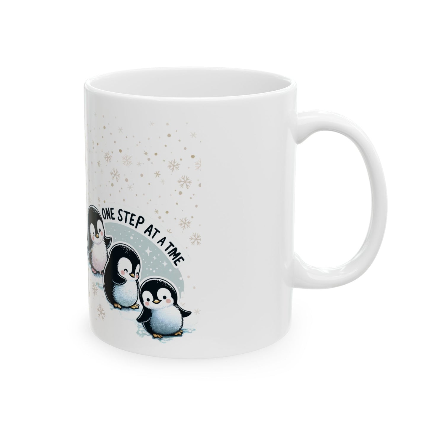 "One Step at a Time" Penguin Mug – Inspirational Ceramic Coffee Mug for Perseverance & Hope