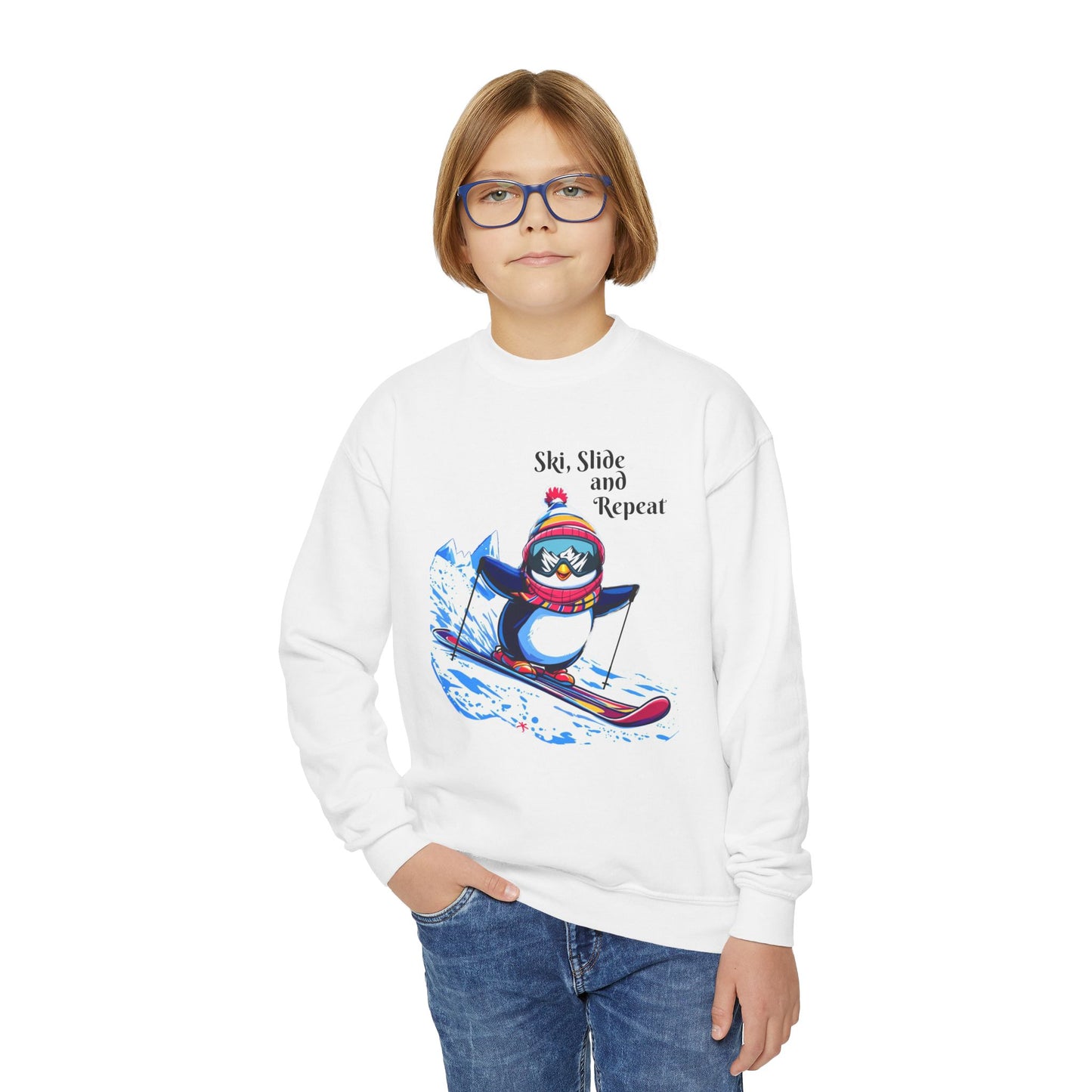 "Ski, Slide, and Repeat" Kids Sweatshirt