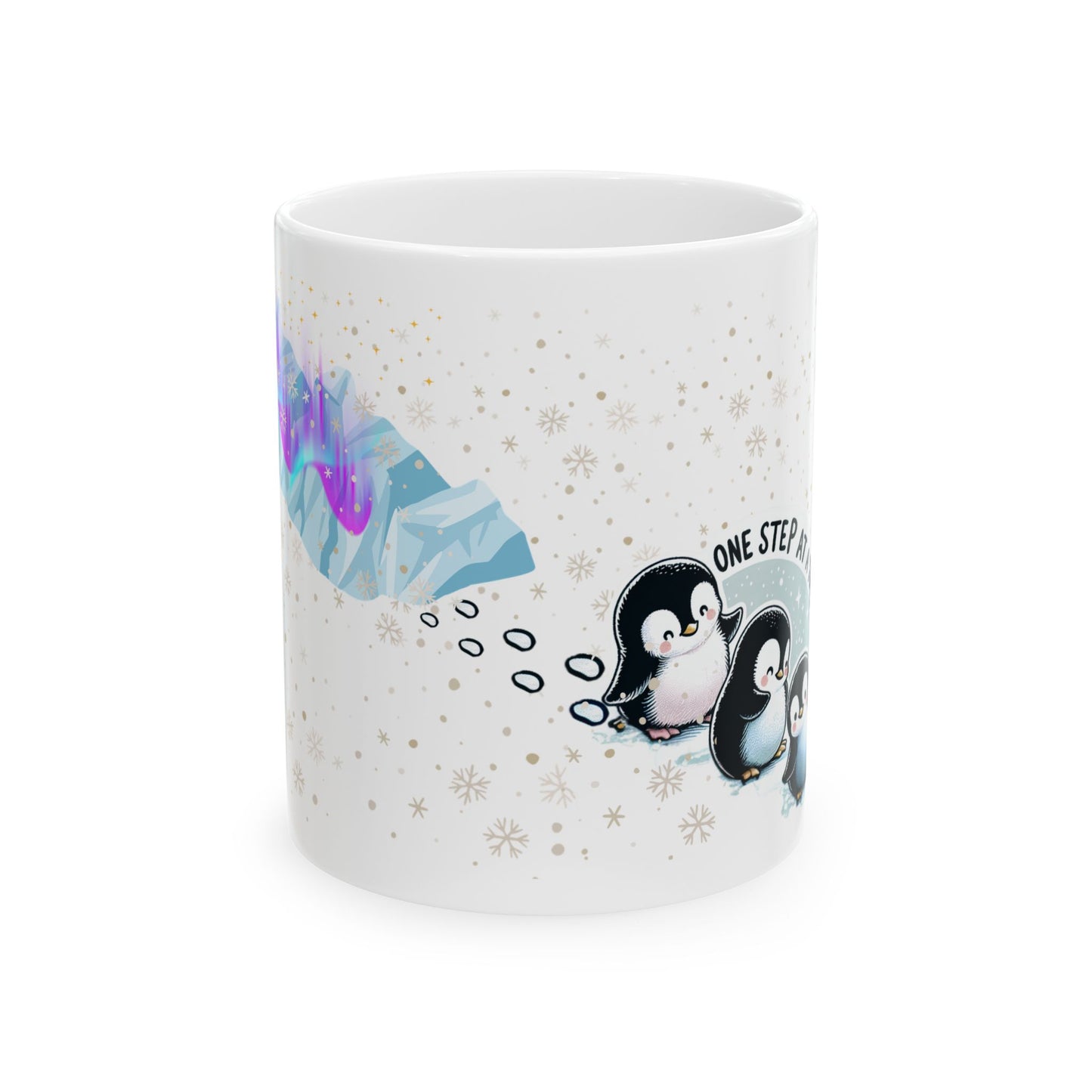 "One Step at a Time" Penguin Mug – Inspirational Ceramic Coffee Mug for Perseverance & Hope