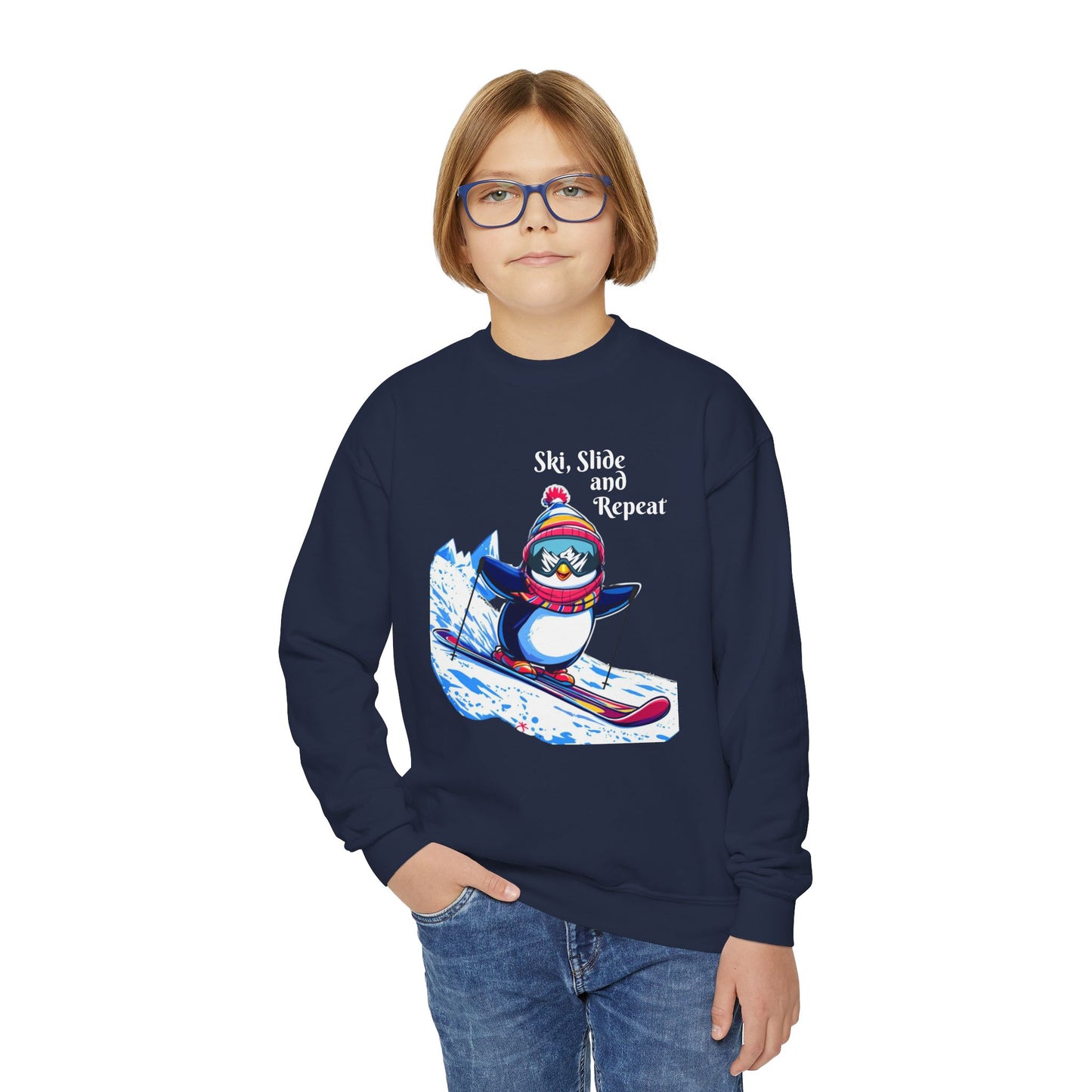 "Ski, Slide, and Repeat" Kids Sweatshirt