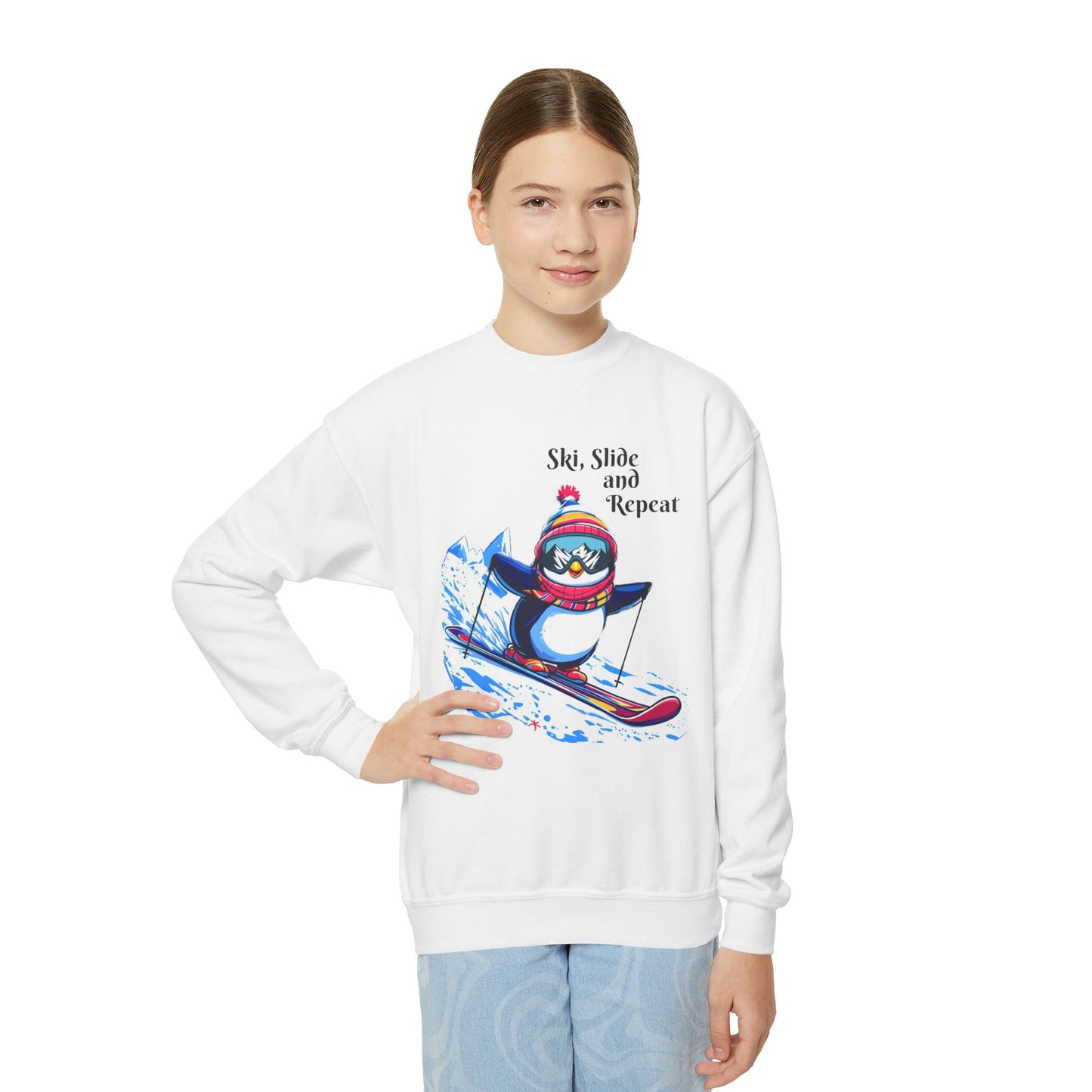 "Ski, Slide, and Repeat" Kids Sweatshirt