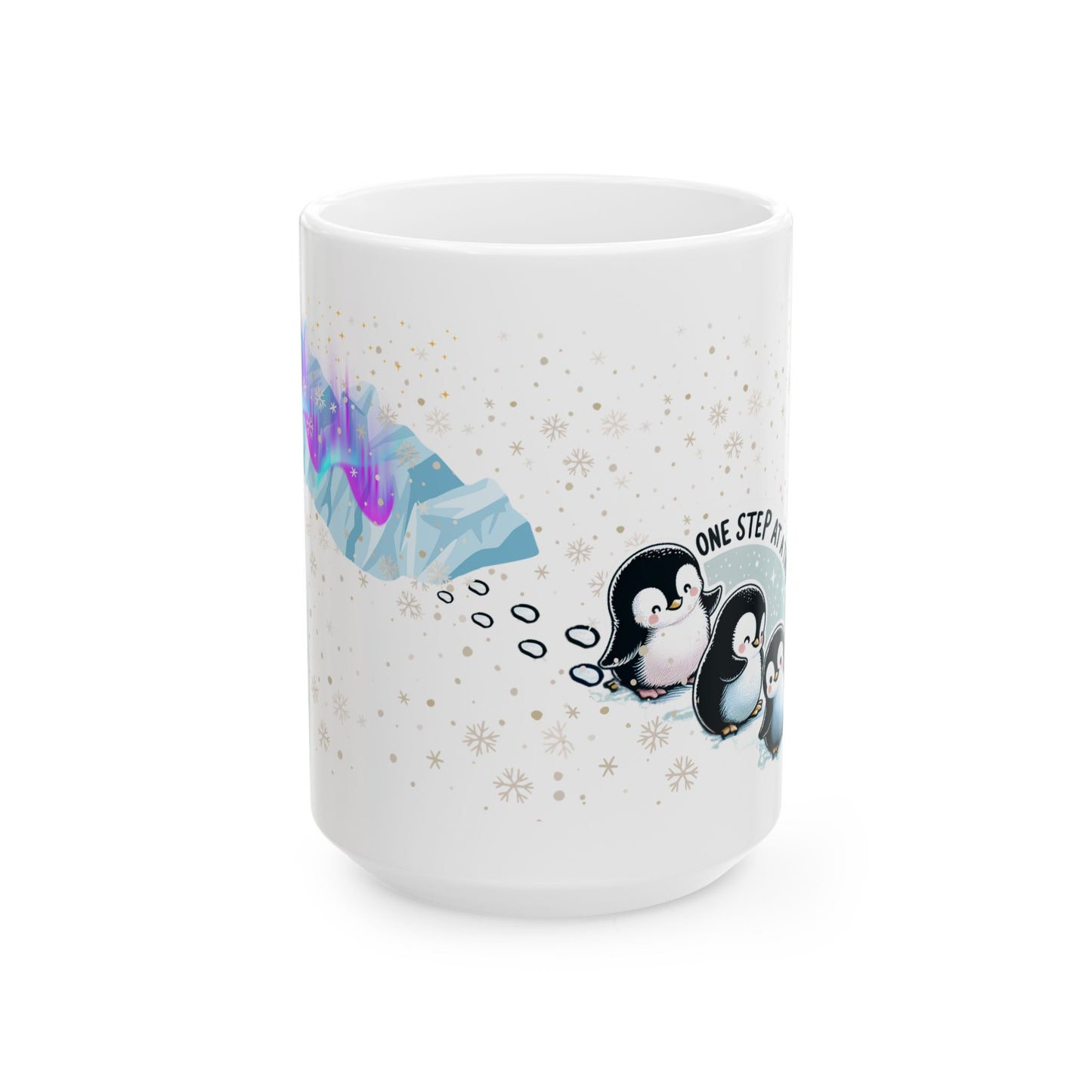 "One Step at a Time" Penguin Mug – Inspirational Ceramic Coffee Mug for Perseverance & Hope