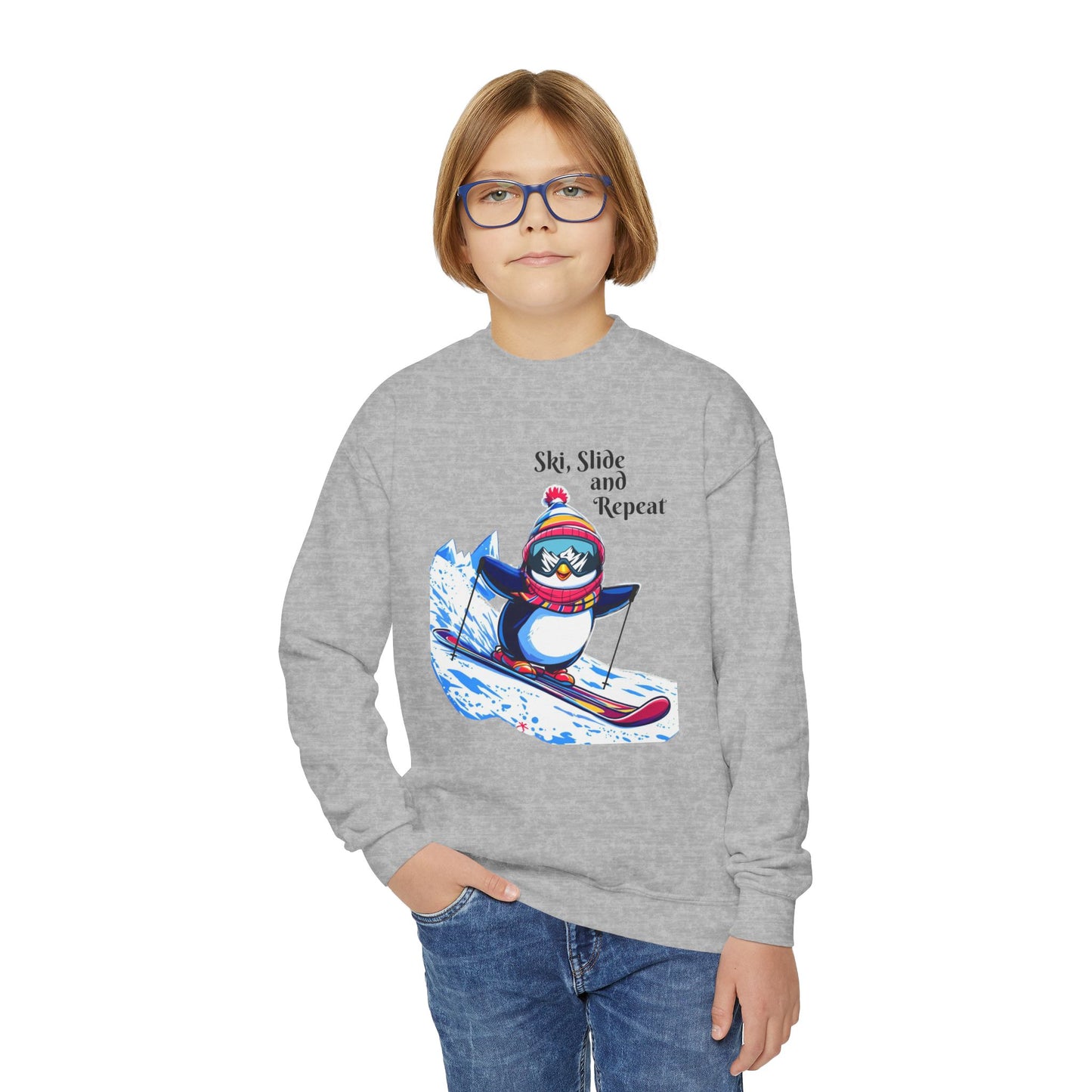 "Ski, Slide, and Repeat" Kids Sweatshirt